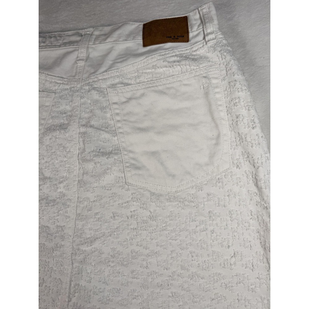 Rag & Bone Skirt Womens 28 White Tweed Denim Wrap Mini Fringe Hem Layered - Picture 8 of 10